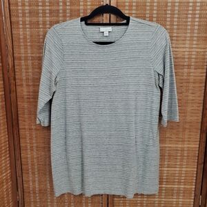 ◇ Pure Jill Scoop Neck Striped Womens Top Gray and White Size Small